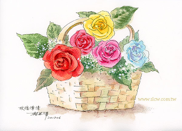 Roses_玫瑰傳情_賴英澤 繪_painted by Lai Ying-Tse
